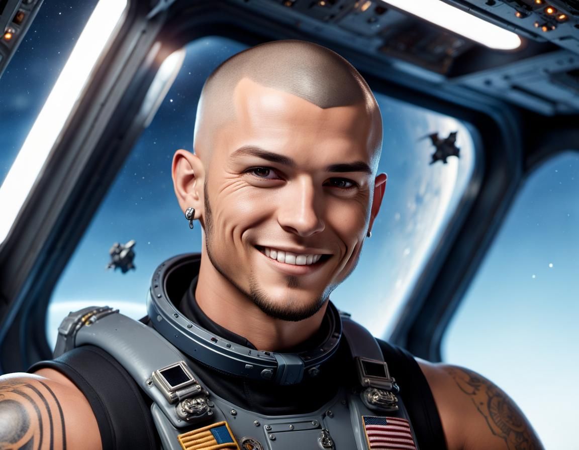 Handsome young astronaut