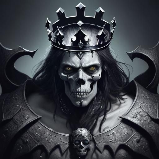 Skull King Amidst Demons: Hyperrealistic Concept Art