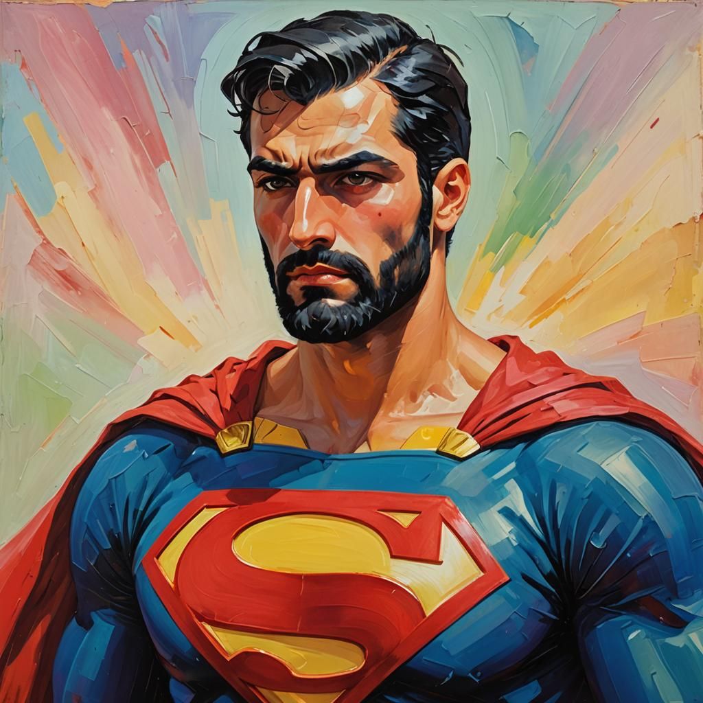 Arab Iranian Superman in Neo-Impressionist Style