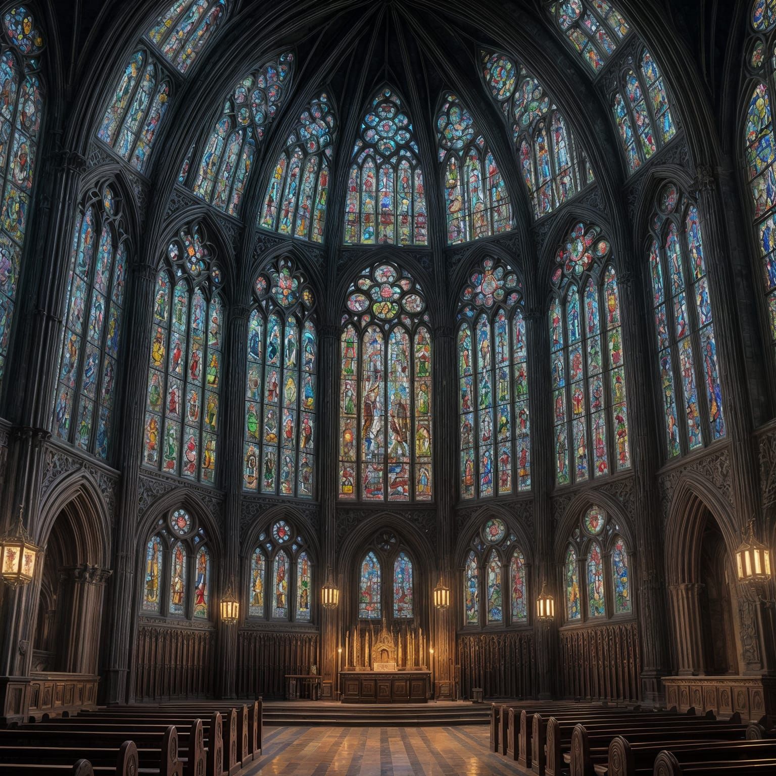 Gothic Stained Glass Cathedral in Wilderness