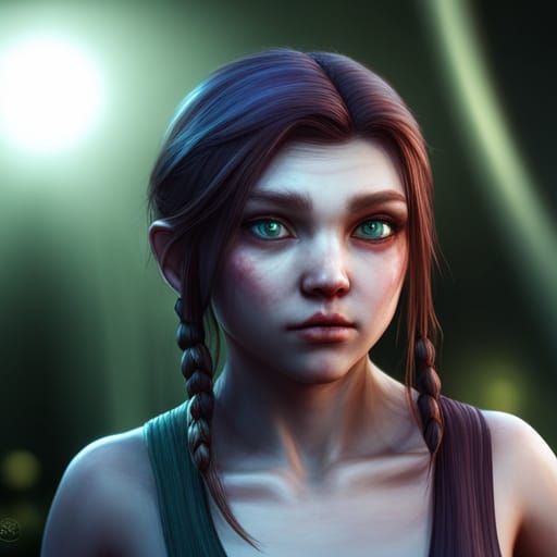 Cute Chubby Teenage Girl: Detailed Matte Painting