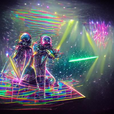 Daft Punk Laser Show: Holographic Astral Illustration