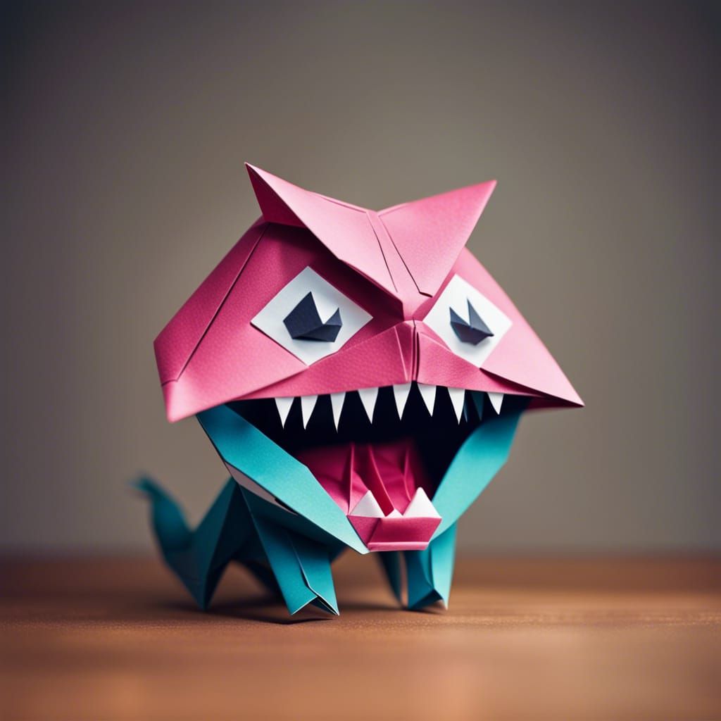 Friendly Origami Monster with Big Mouth