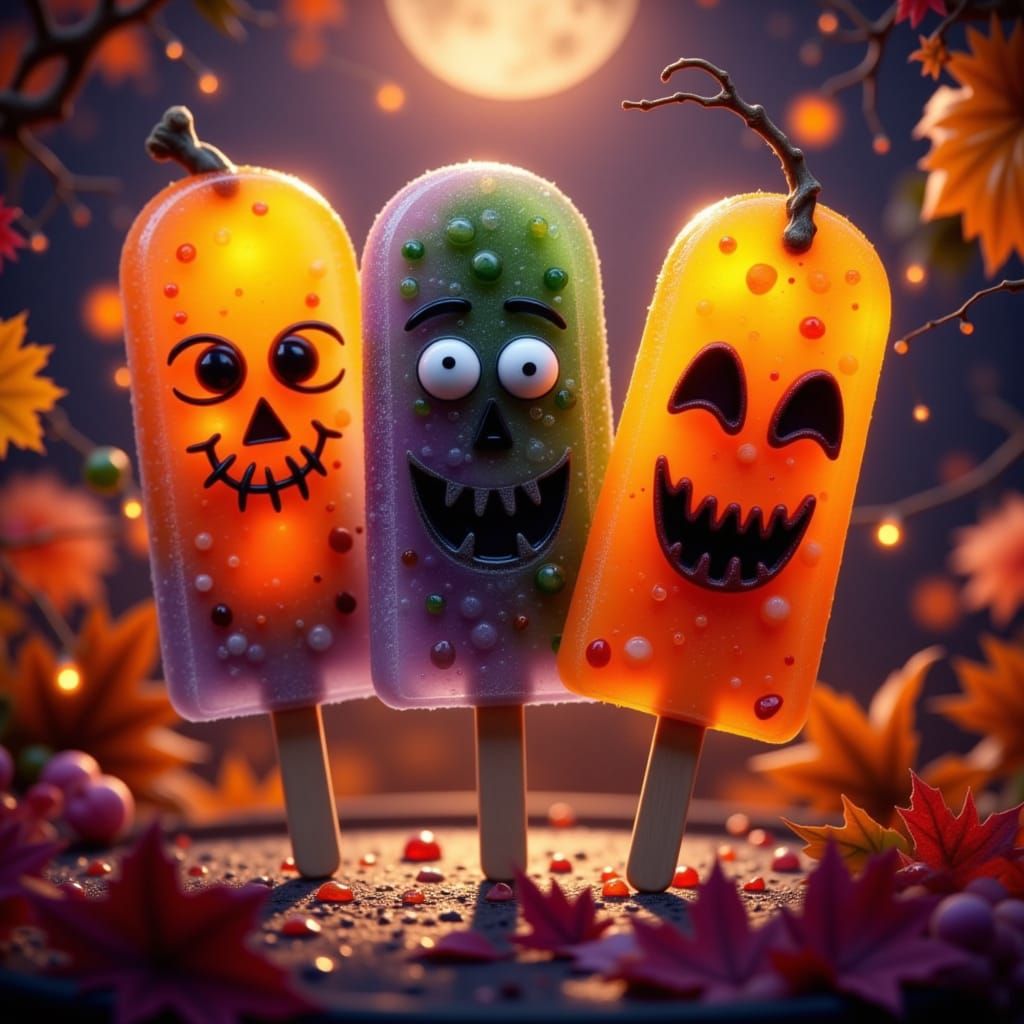 Halloween Popsicles at a Vibrant Party Scene