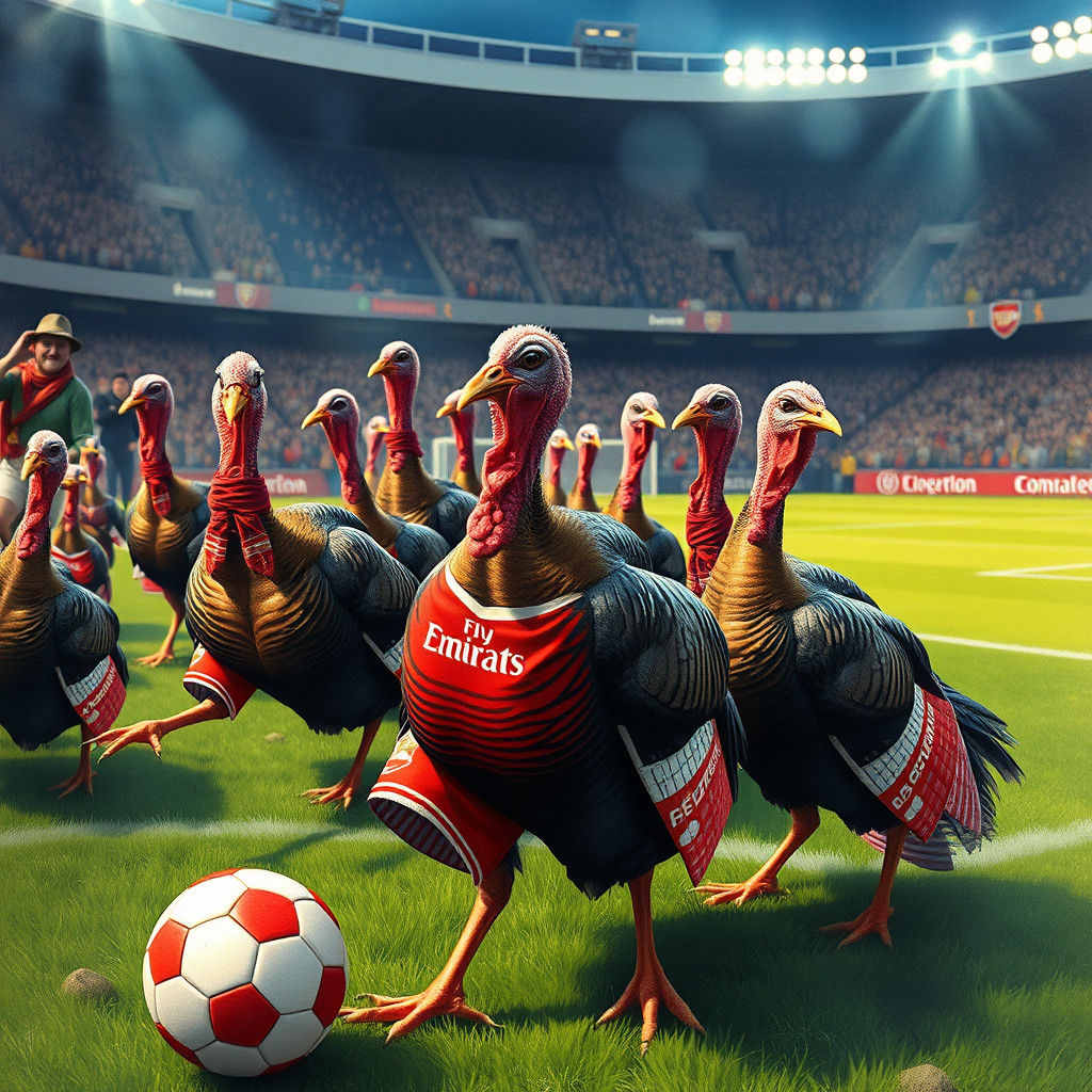 Turkeys Play Soccer at Emirates Stadium