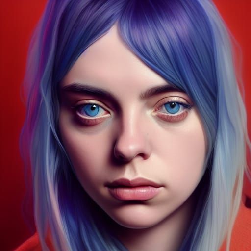 Billie Eilish Portrait in Art Nouveau Style