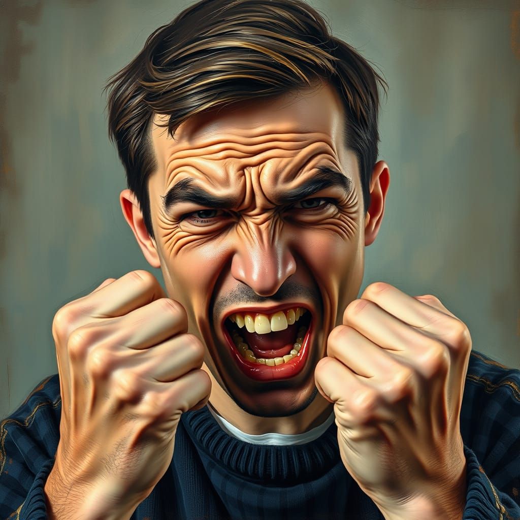 Tormented Soul in Expressive Brushstrokes