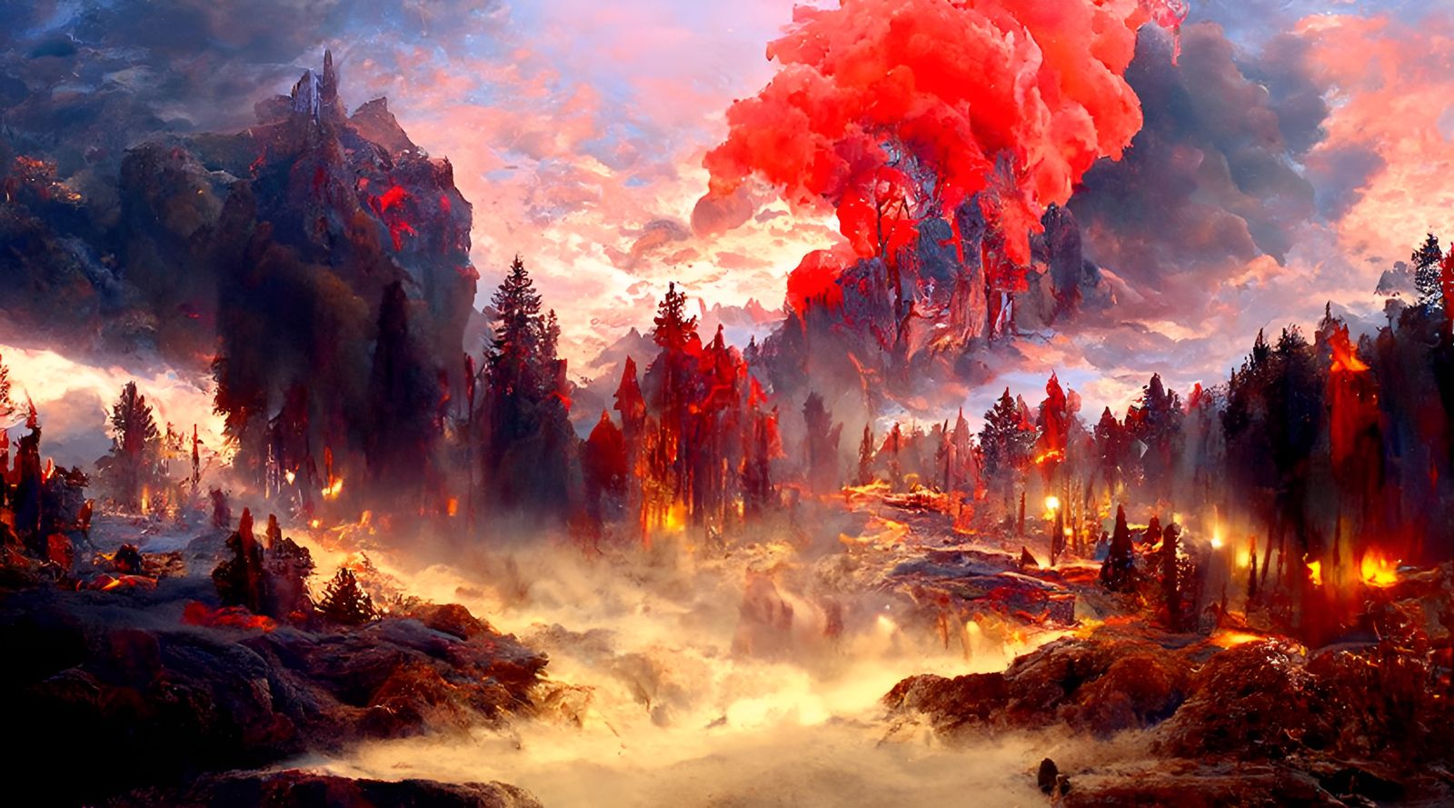 Inferno: A Hyperrealistic Mountain Forest Fire