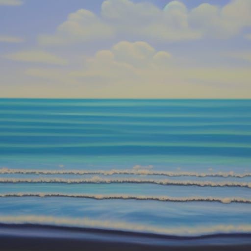 Man Crossing Ocean as Oil Painting