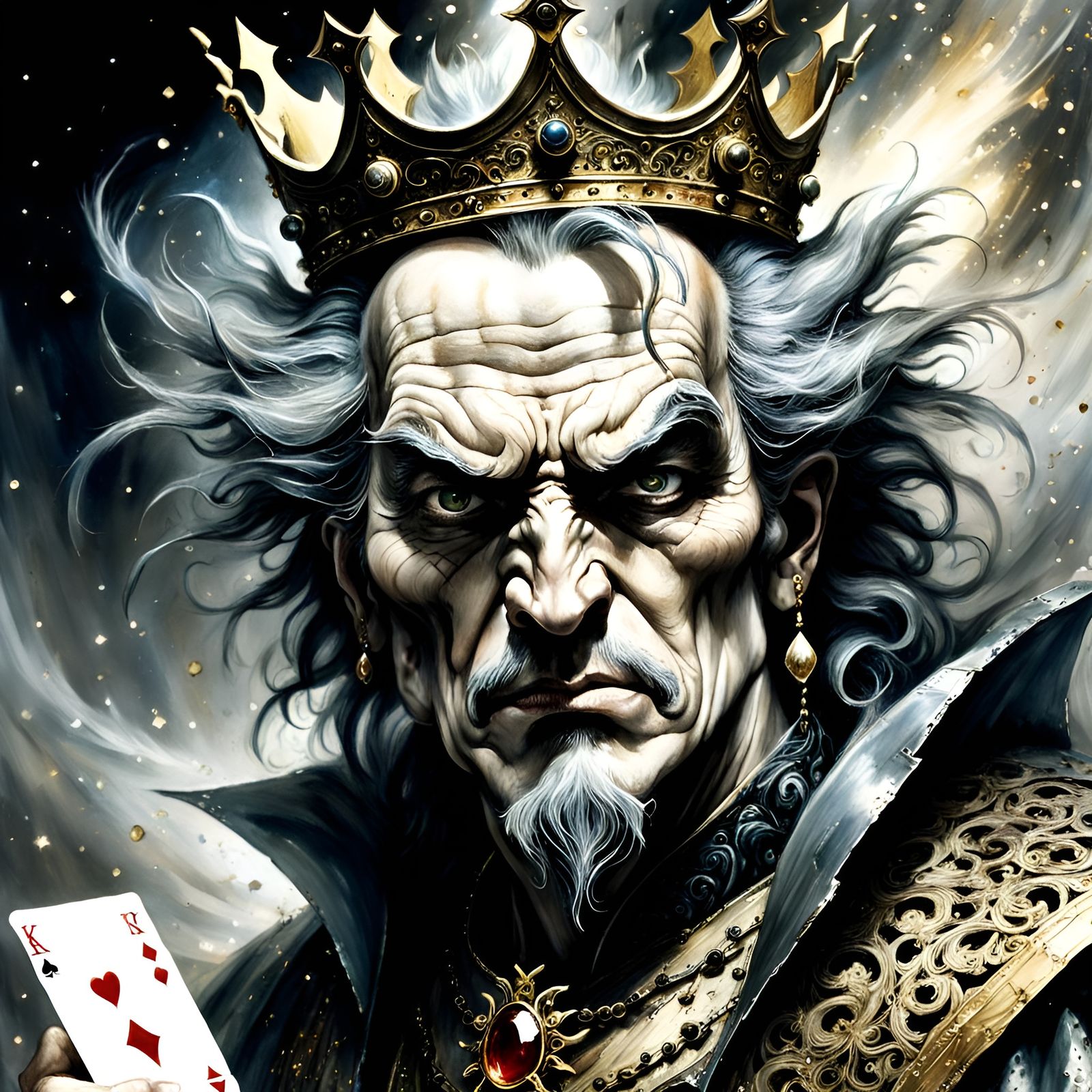 Angry King Card in Digital Art Style