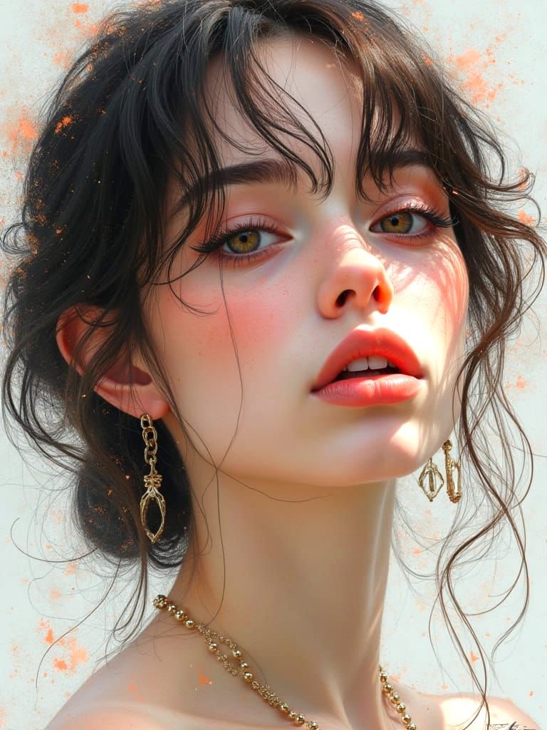 Psychedelic 3D Illusion of a Beautiful Brunette Woman