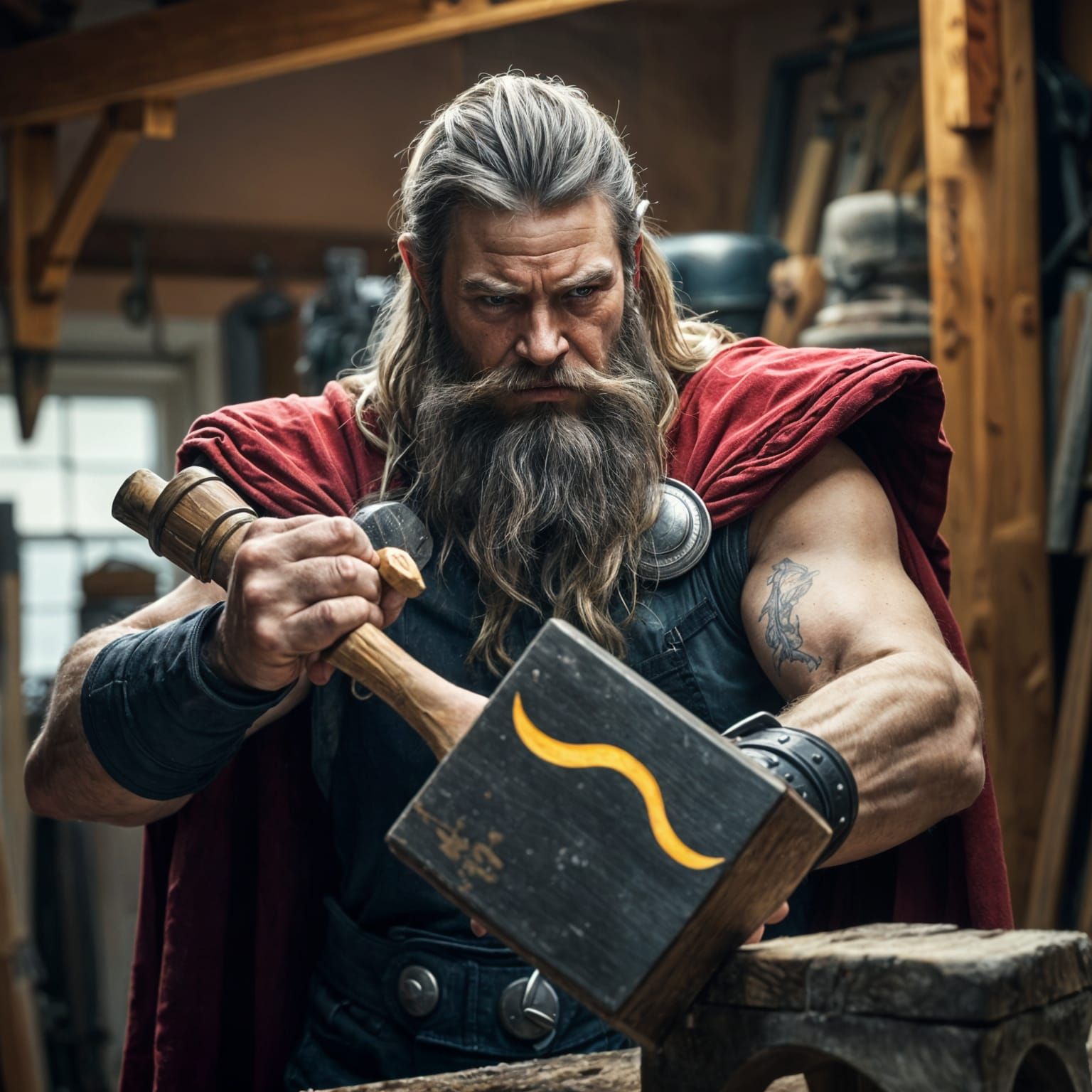 Thor the Carpenter in His Workshop