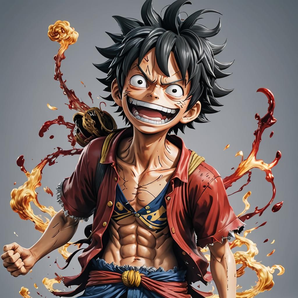 Luffy's Demonic Laughter in 3D Anime Art