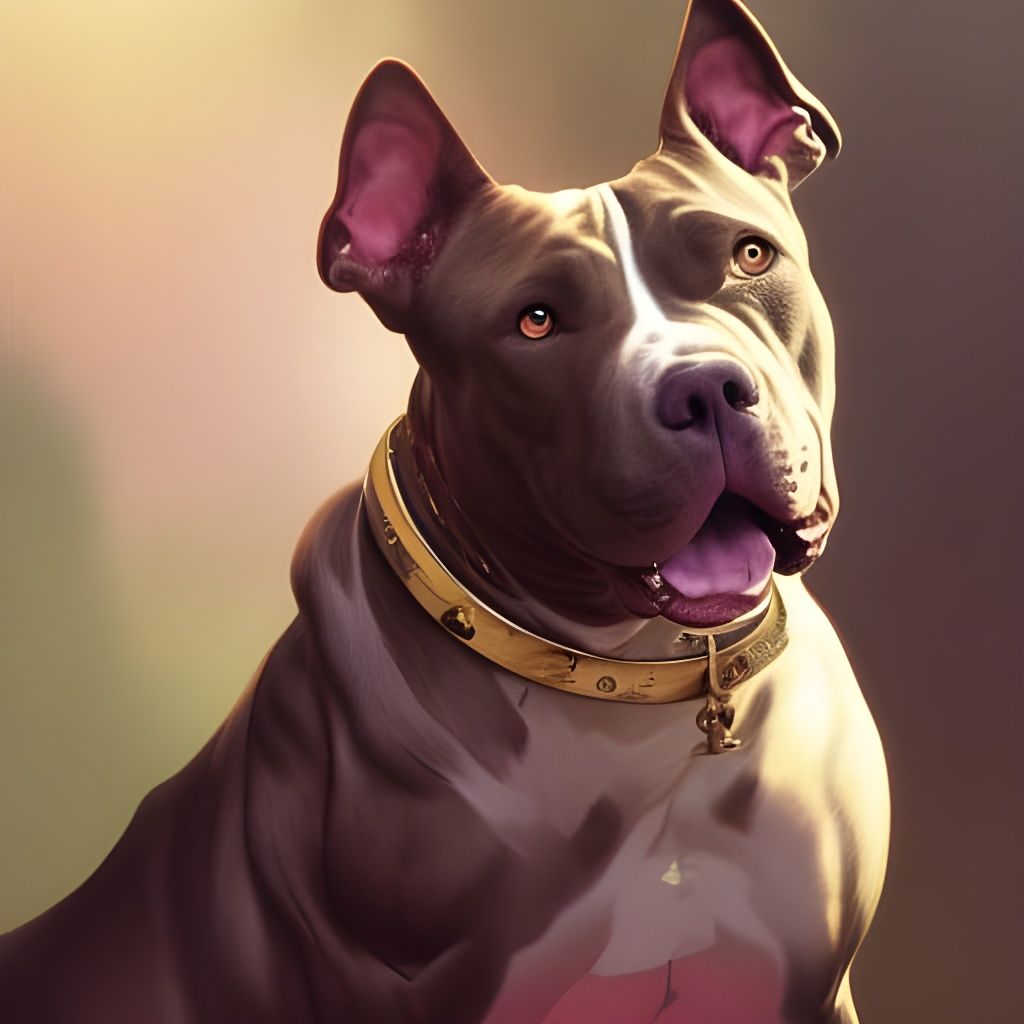 Happy Pitbull Portrait in Hyperdetailed Style