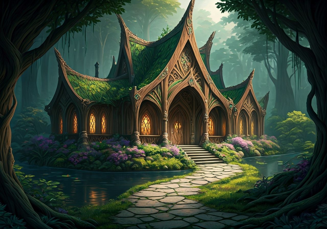 Enchanted Elven House in Mystical Forest