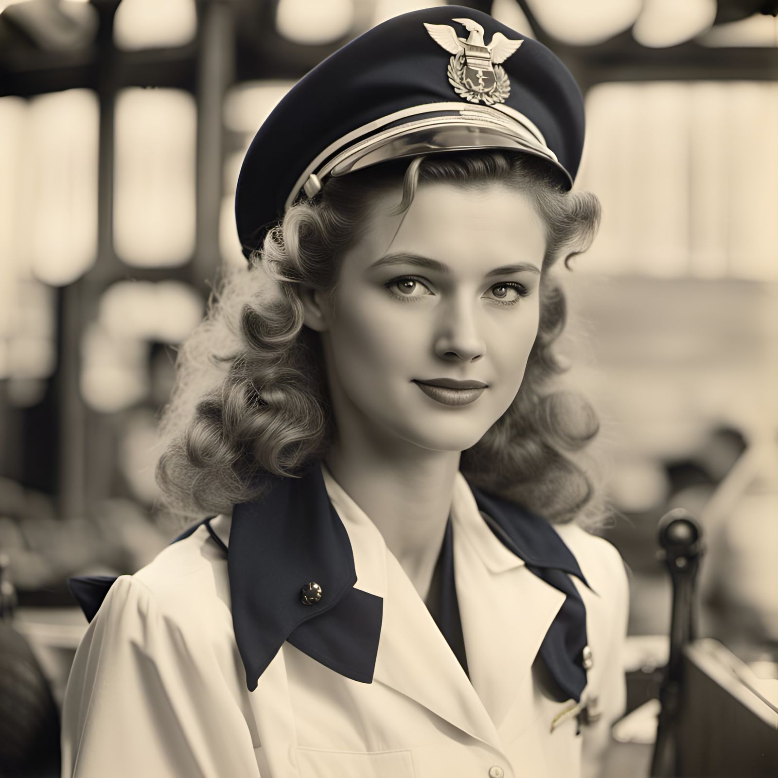 Vintage Photo of a Navy Woman, Circa 1943