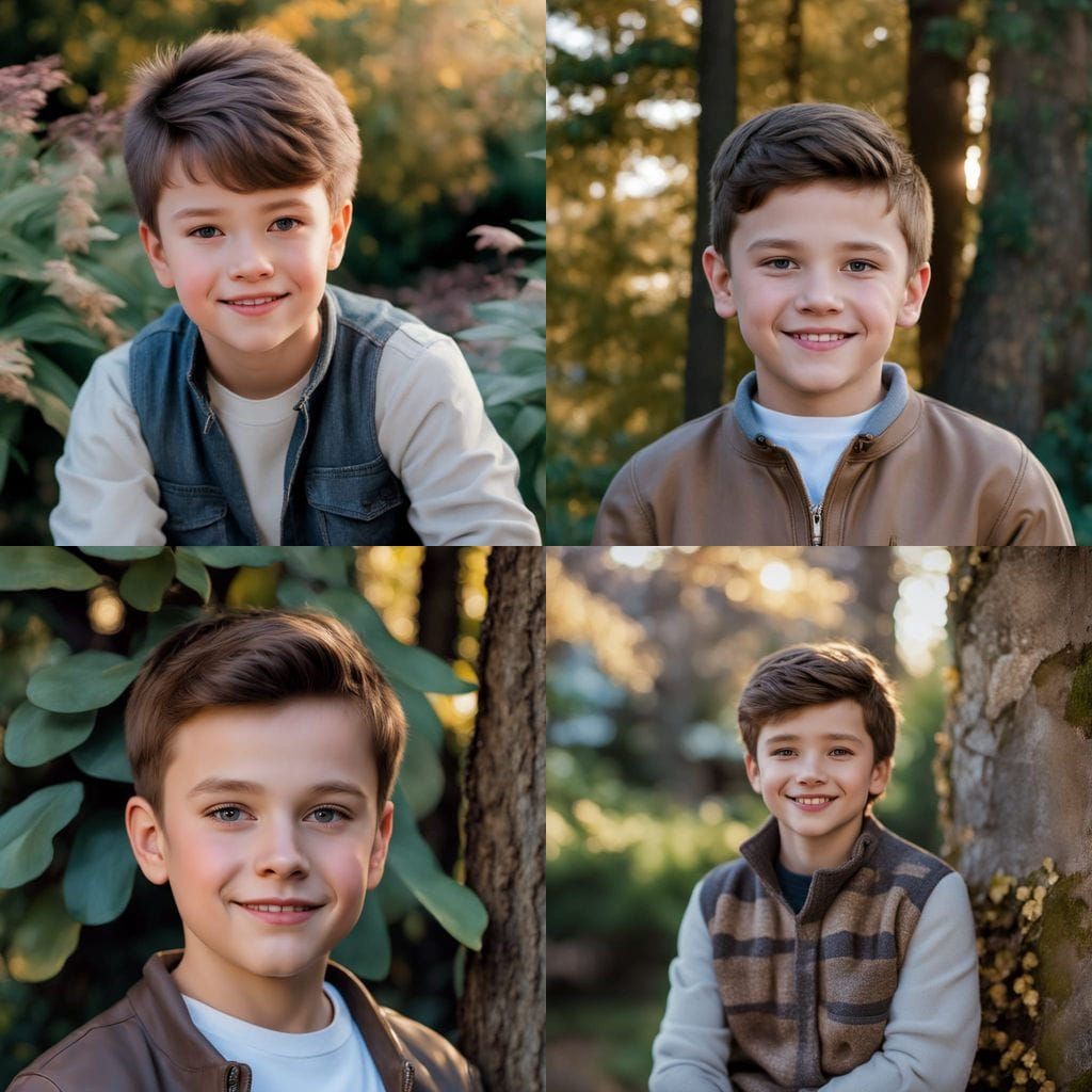 Youthful Boy with Wild Brown Hair and Gentle Brown Eyes