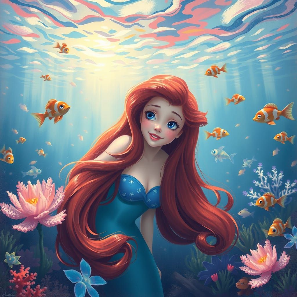 Impressionist Ariel in Dreamy Aquatic Scene