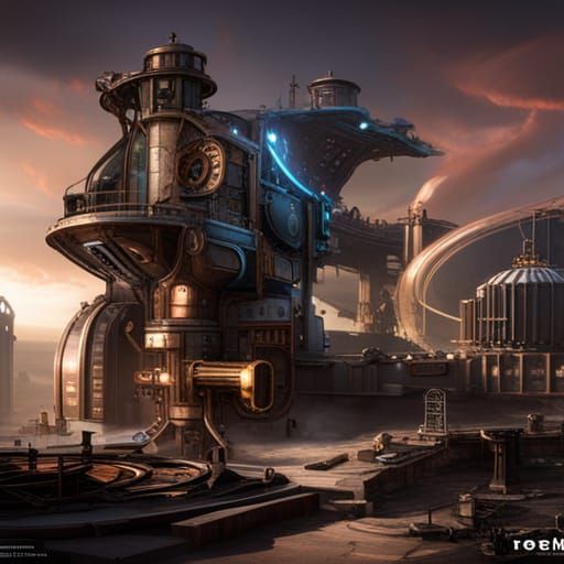 Detailed Steampunk Mech Concept Art