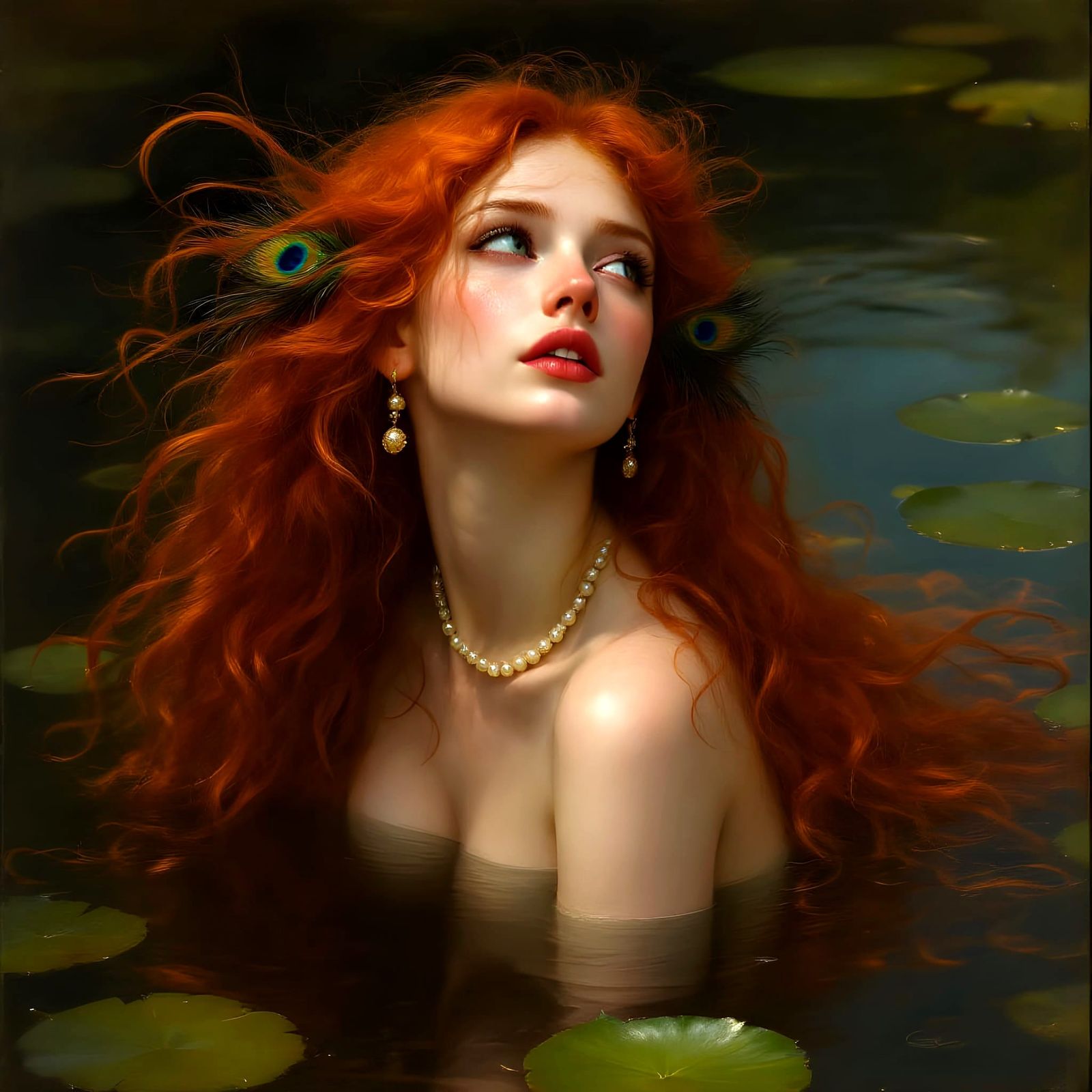 Lady of Shallot in Lilypond: Pre-Raphaelite Style