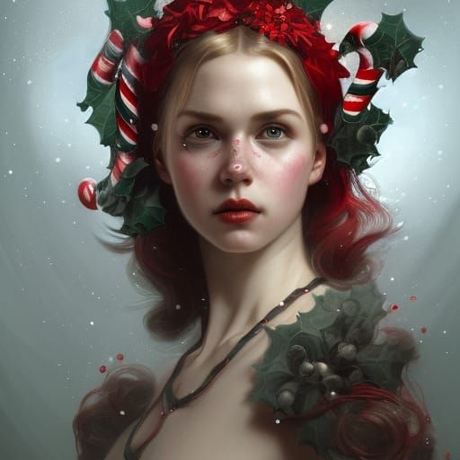 Eerie Christmas Candy Cane Queen Portrait