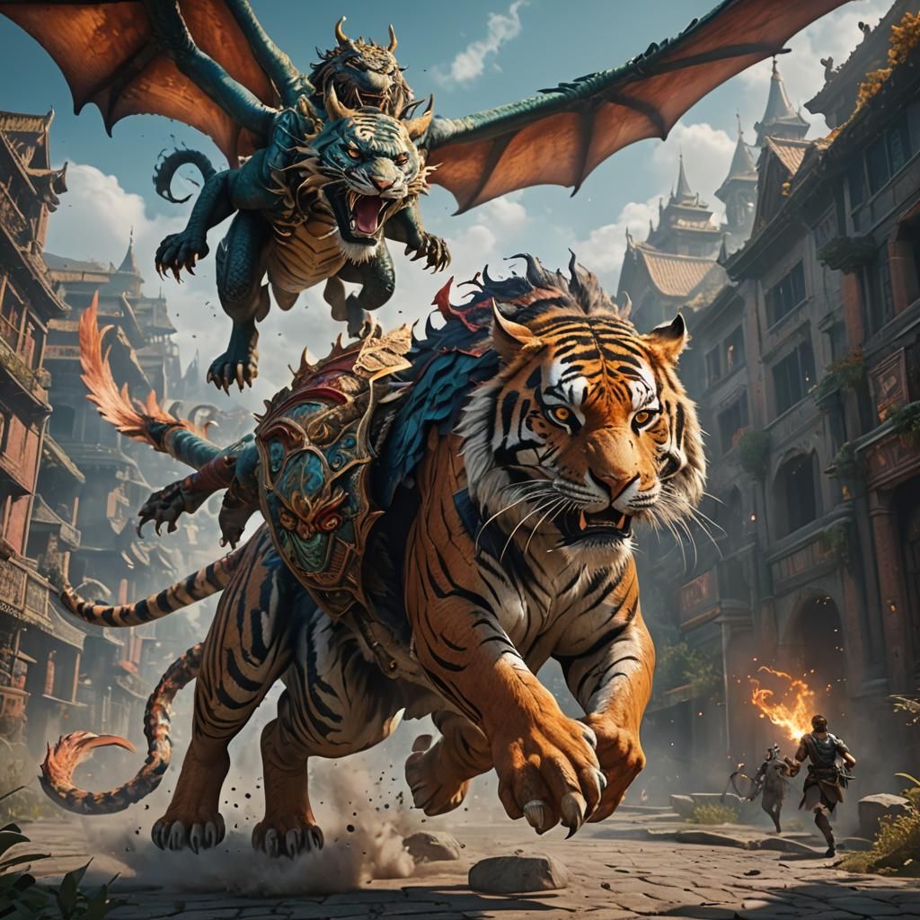Tiger and Dragon Fantasy Concept Art
