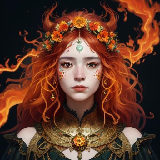 Goddess of Spring Portrait in Klimt Style