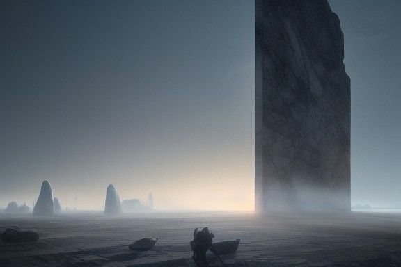 Expansive Marble Monolith in Dystopian World