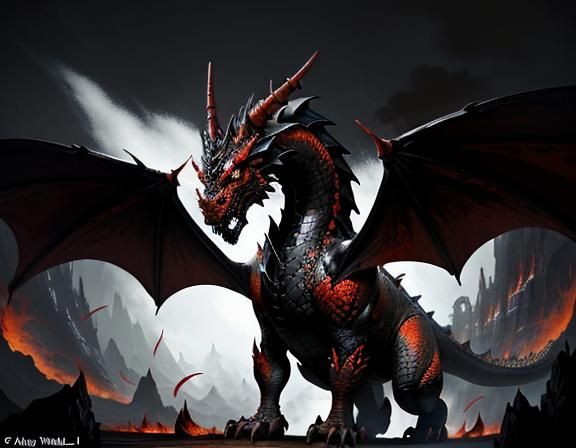 Fiery Dragon in Dynamic Fantasy Art Style