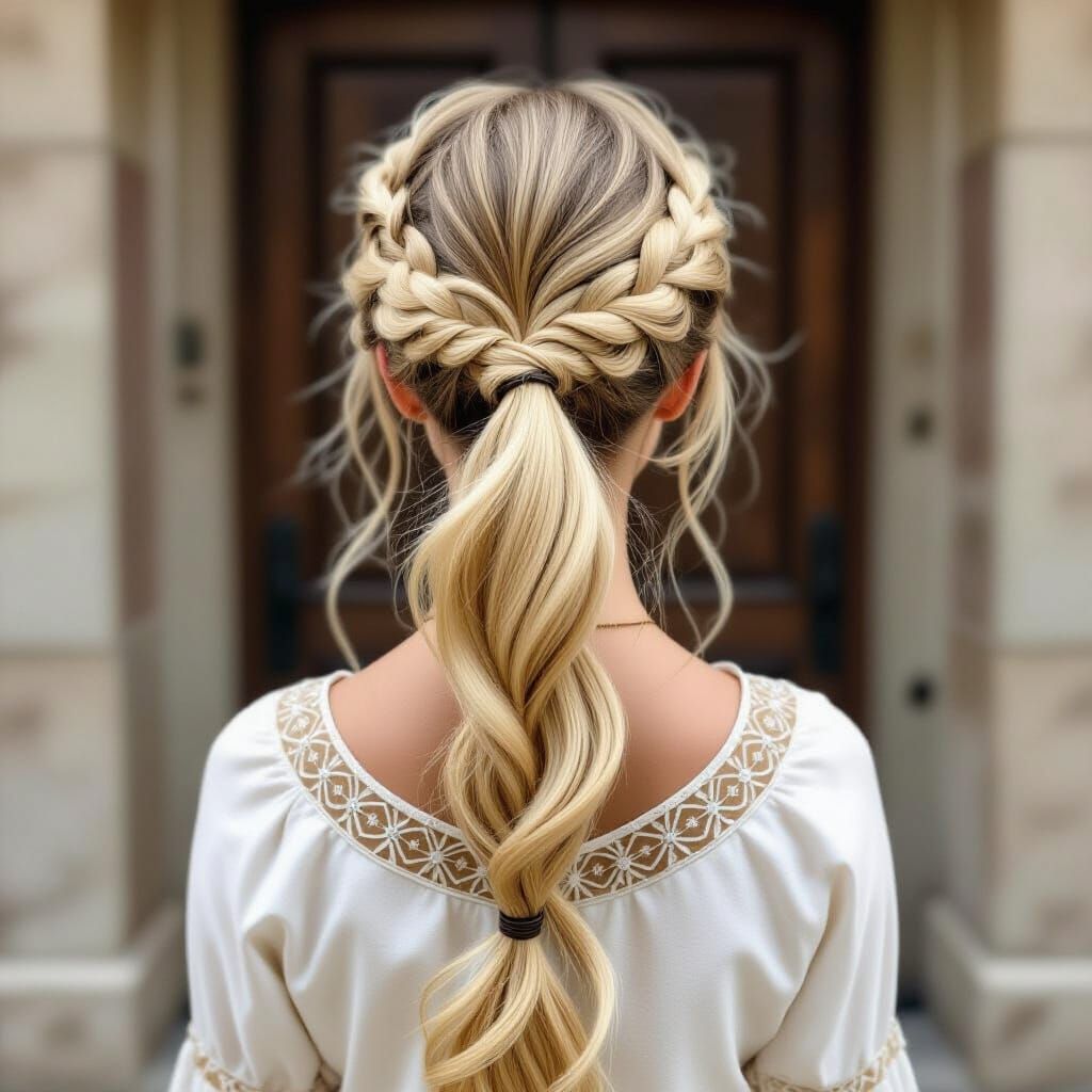 Blonde Norse Goddess with Ponytail