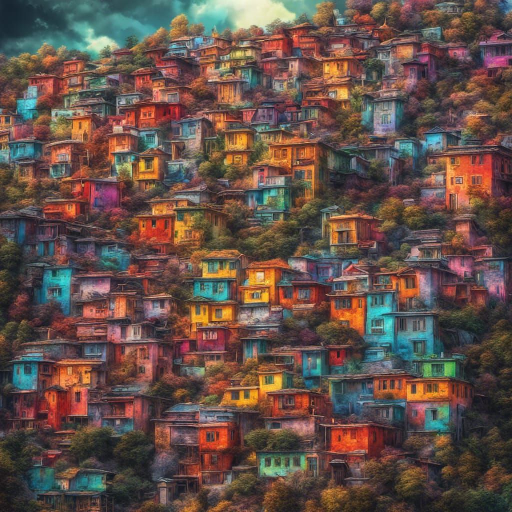 Spray Art City on a Hill: Animated Paradise