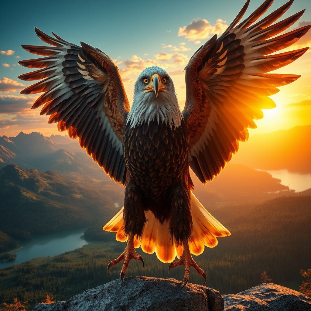 Majestic Eagle in Flight: Hyperrealistic Concept Art