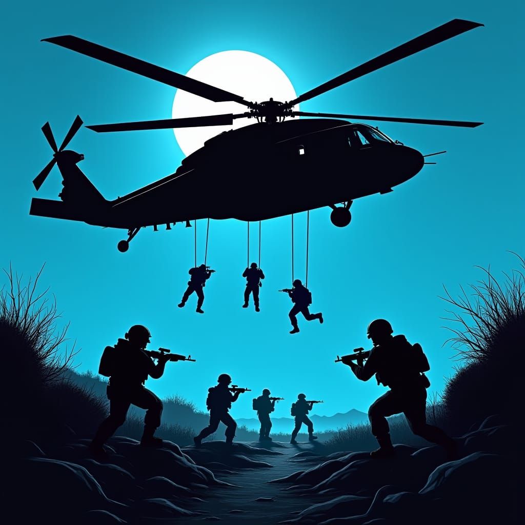German NH90 Helicopter: Special Forces in Silhouette