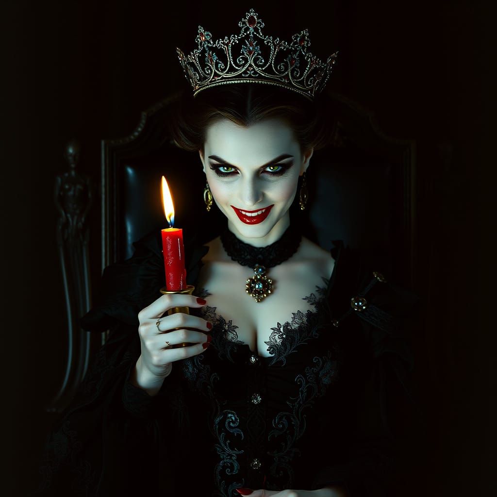 Gothic Vampire Queen Reigns with Malevolent Beauty