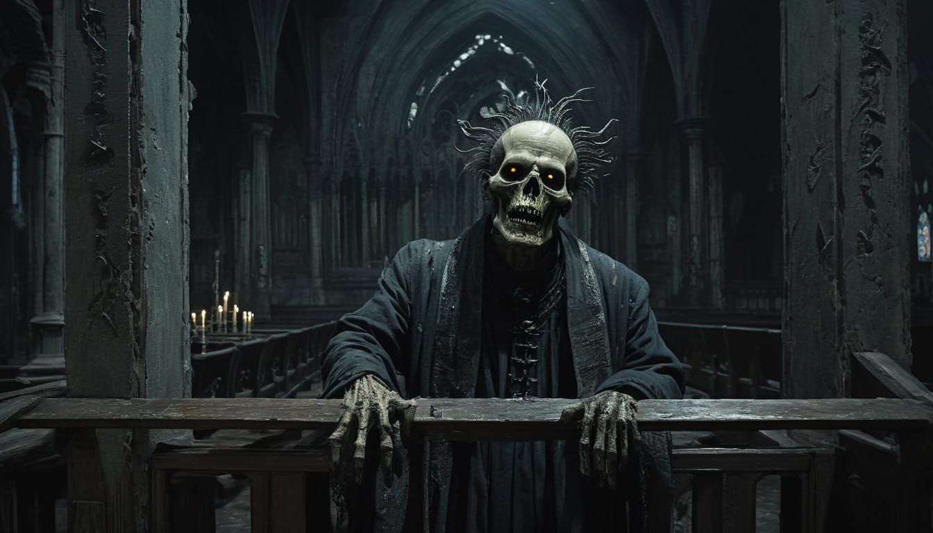 Decrepit Preacher in Gothic Horror Style