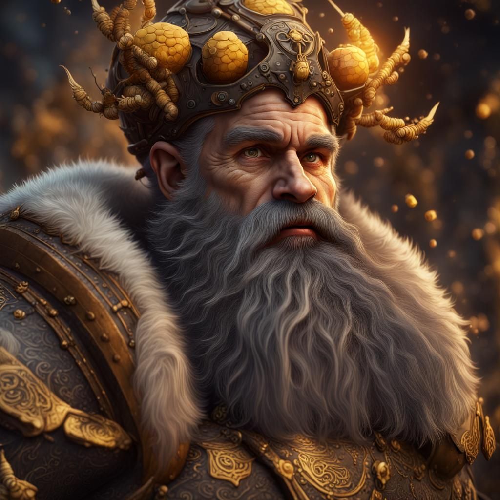 Bearded Dwarf Made of Bees, Fantasy Art