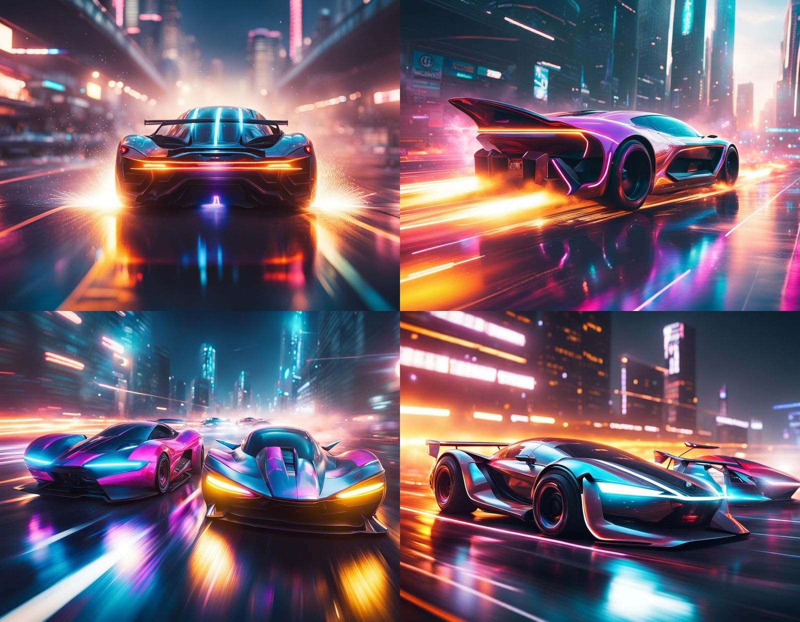 Cyberpunk Drag Race: Futuristic Cars in Action