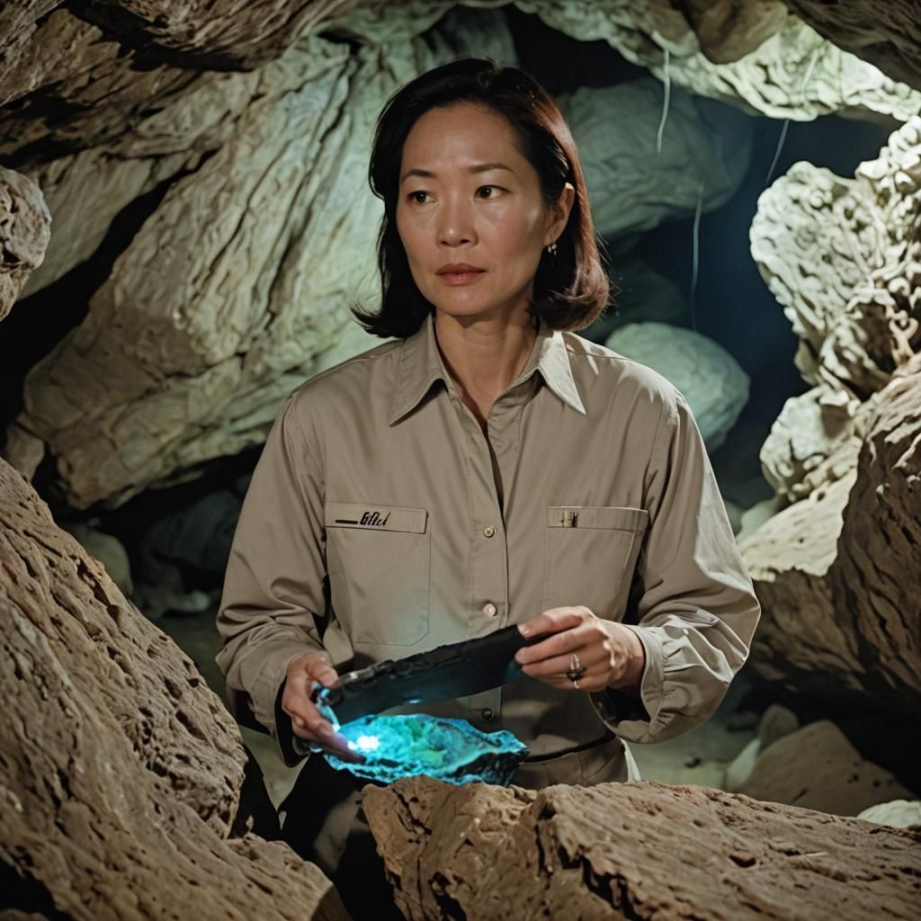 Keiko O'Brien Examines Bioluminescent Fungi in Cave