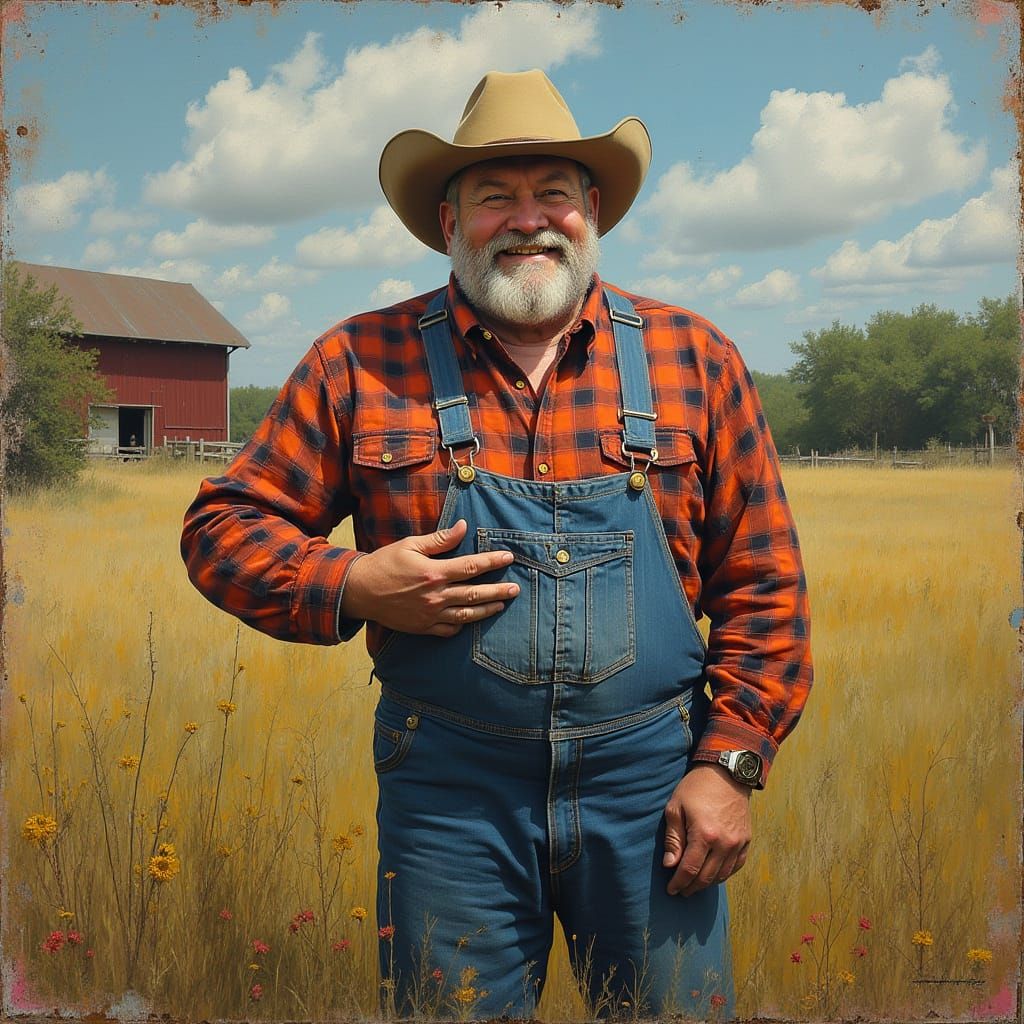 Rustic Southern Gentleman in Folk Art Style