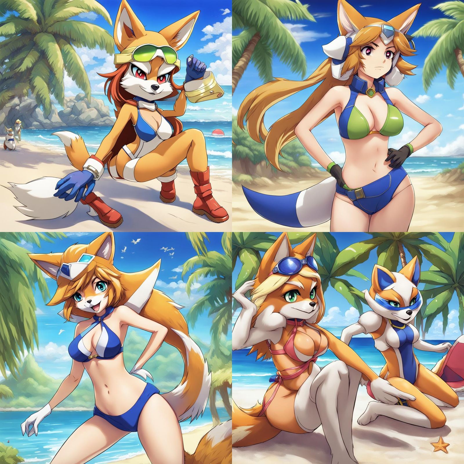 Krystal on the Beach in Anime Style