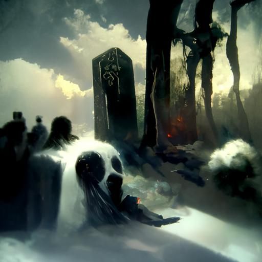 Sinister Afterlife Scene in a Dramatic Style