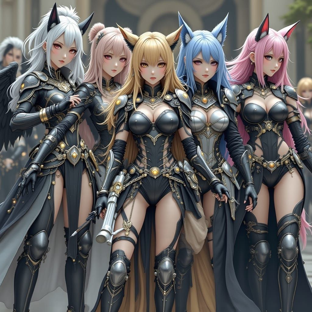 Cyberpunk Girl Band in Armored Cosplay