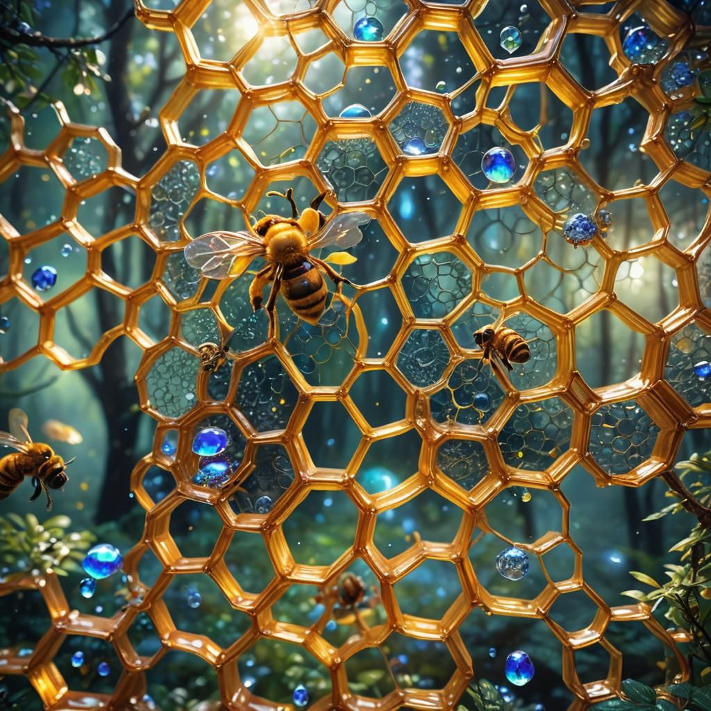 Glowing Honeycomb in Dreamlike Forest Concept Art