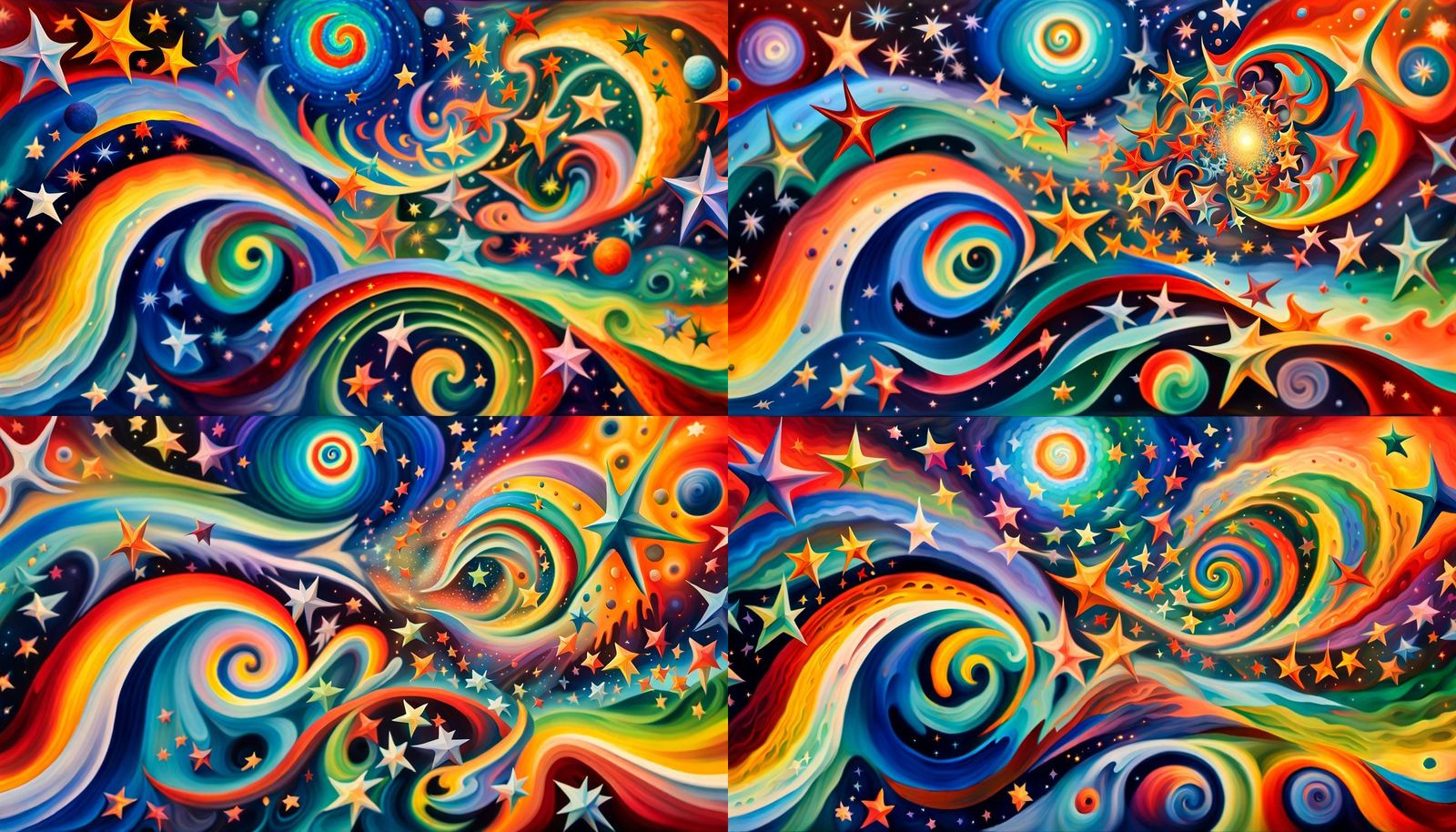 Cosmic Fire Storm Eruption in Impasto Style