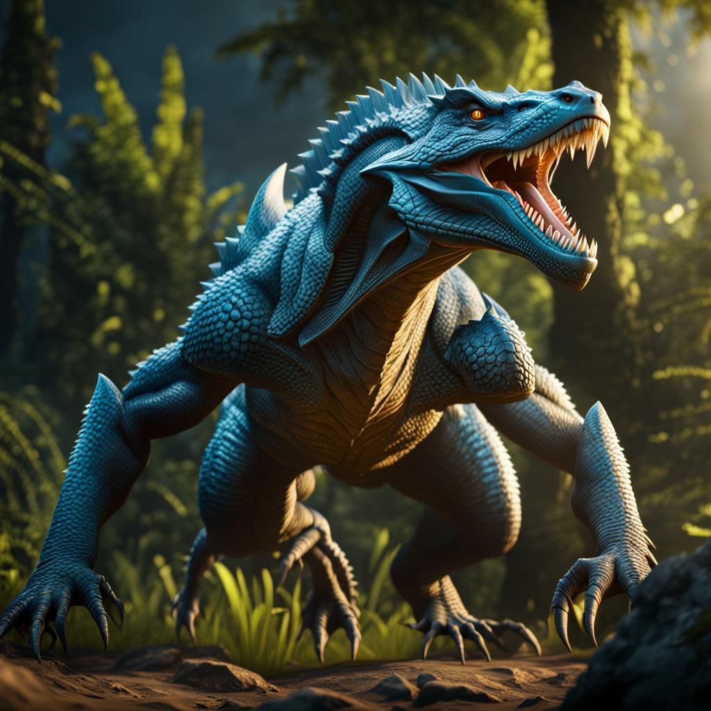 Ancient Reptile Beast in Action Pose