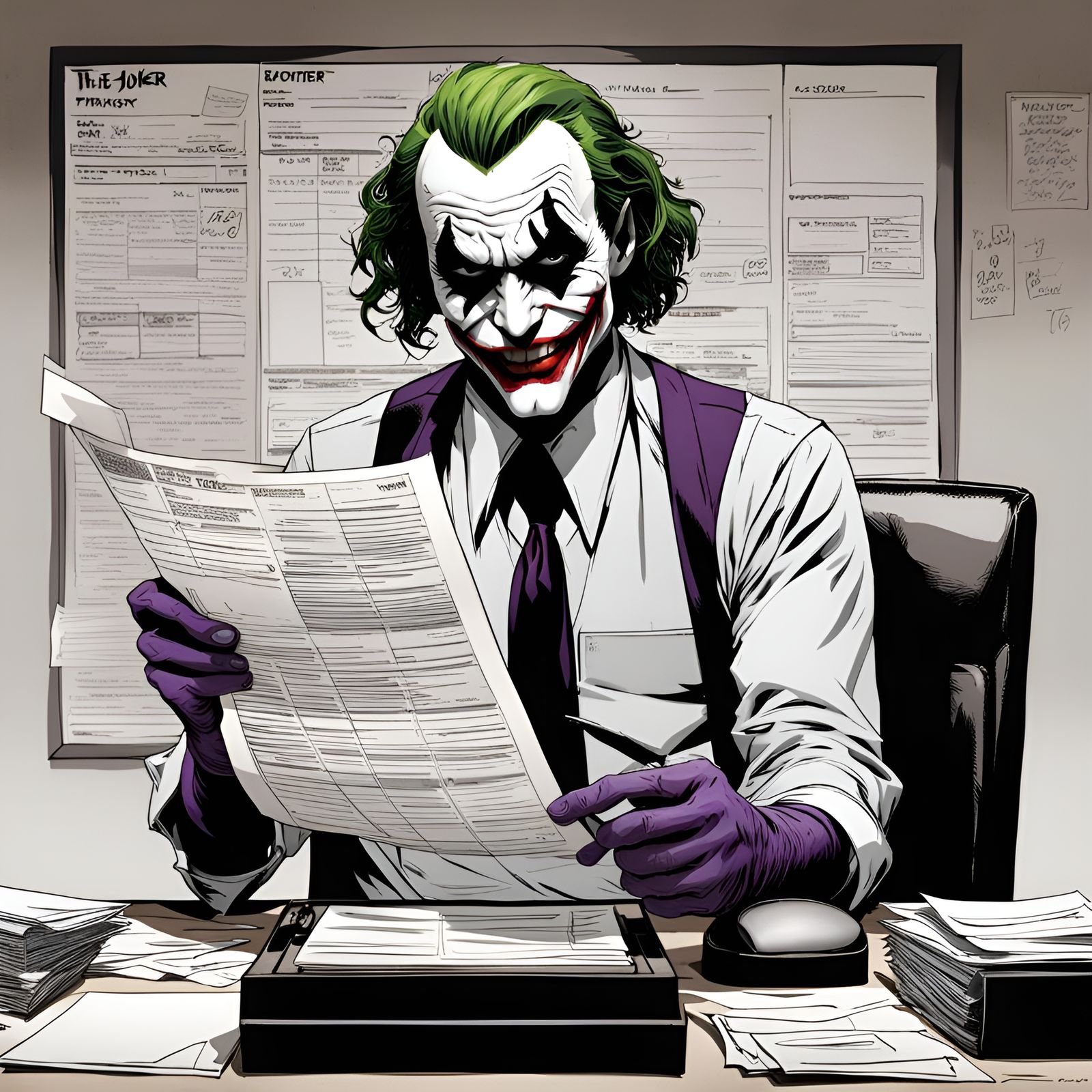 The Joker Amidst Chaotic Paperwork