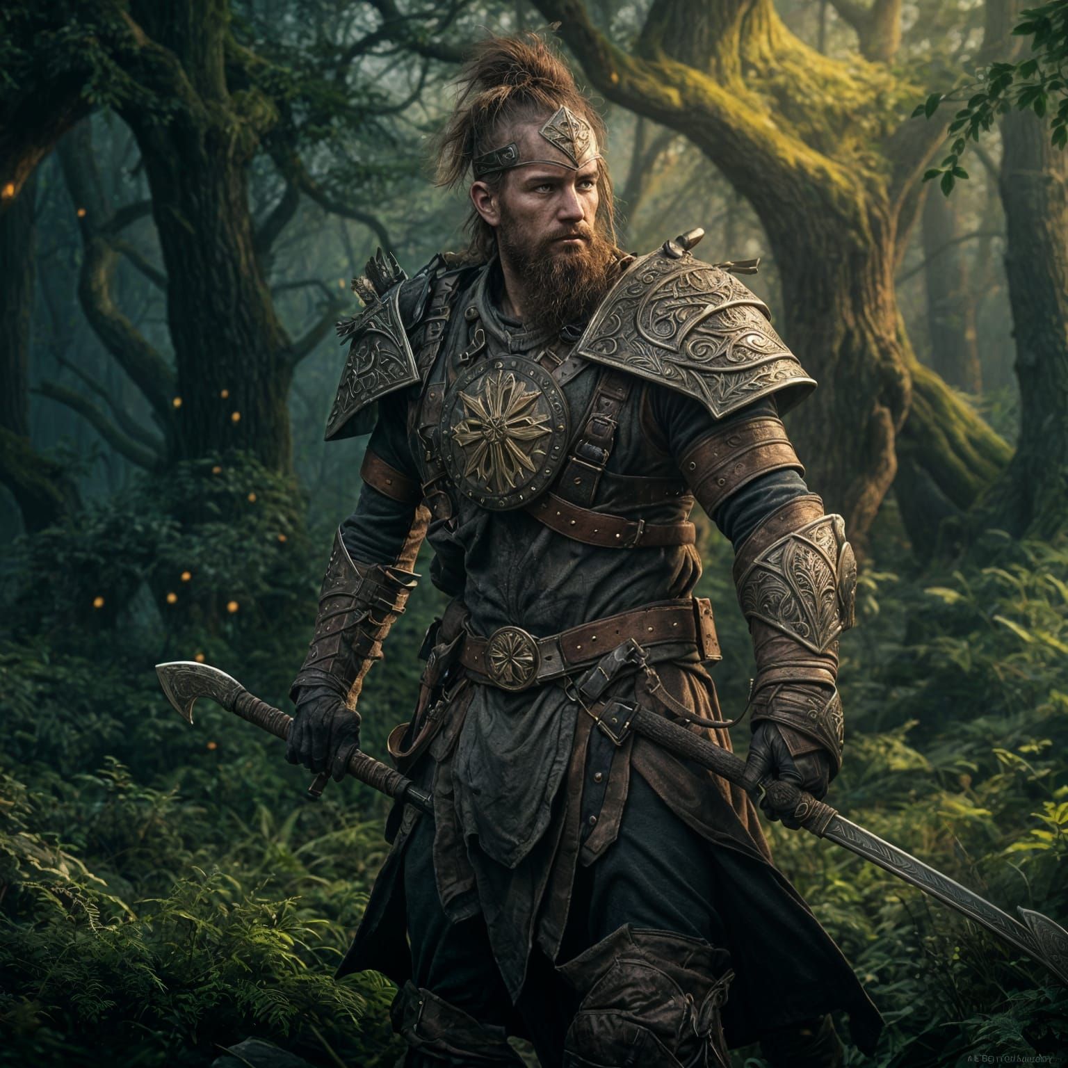 Detailed Matte Painting of an Irish Warrior