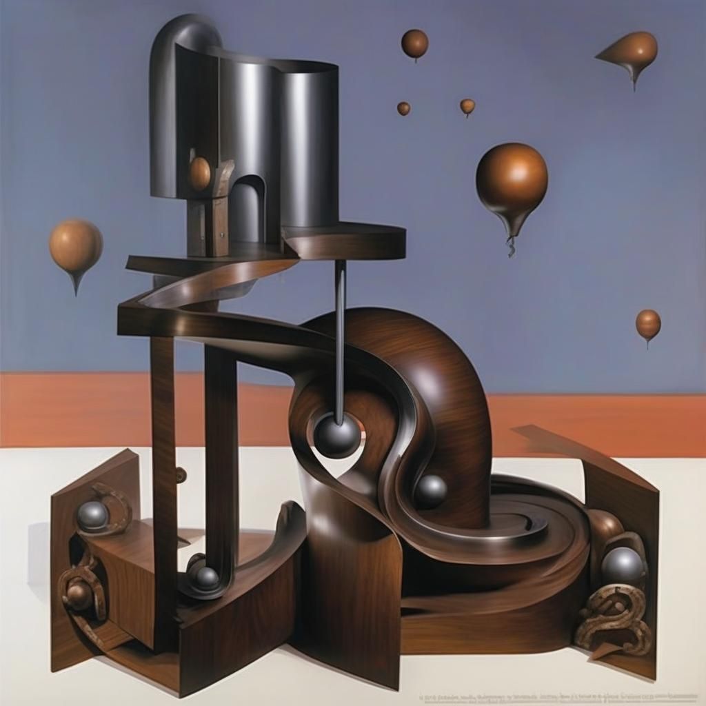 Steampunk Sculpture in Art Museum, Surrealist Style