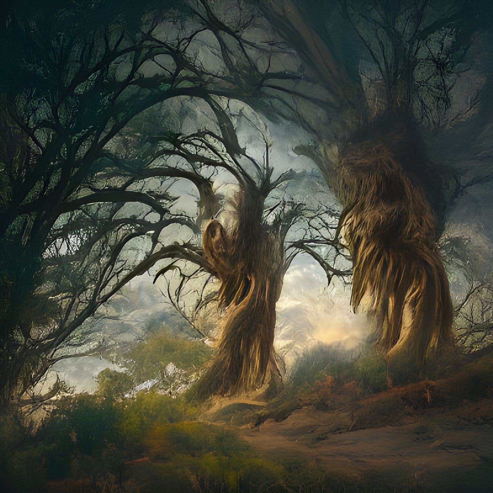 Terrified Trees with Ominous Branches