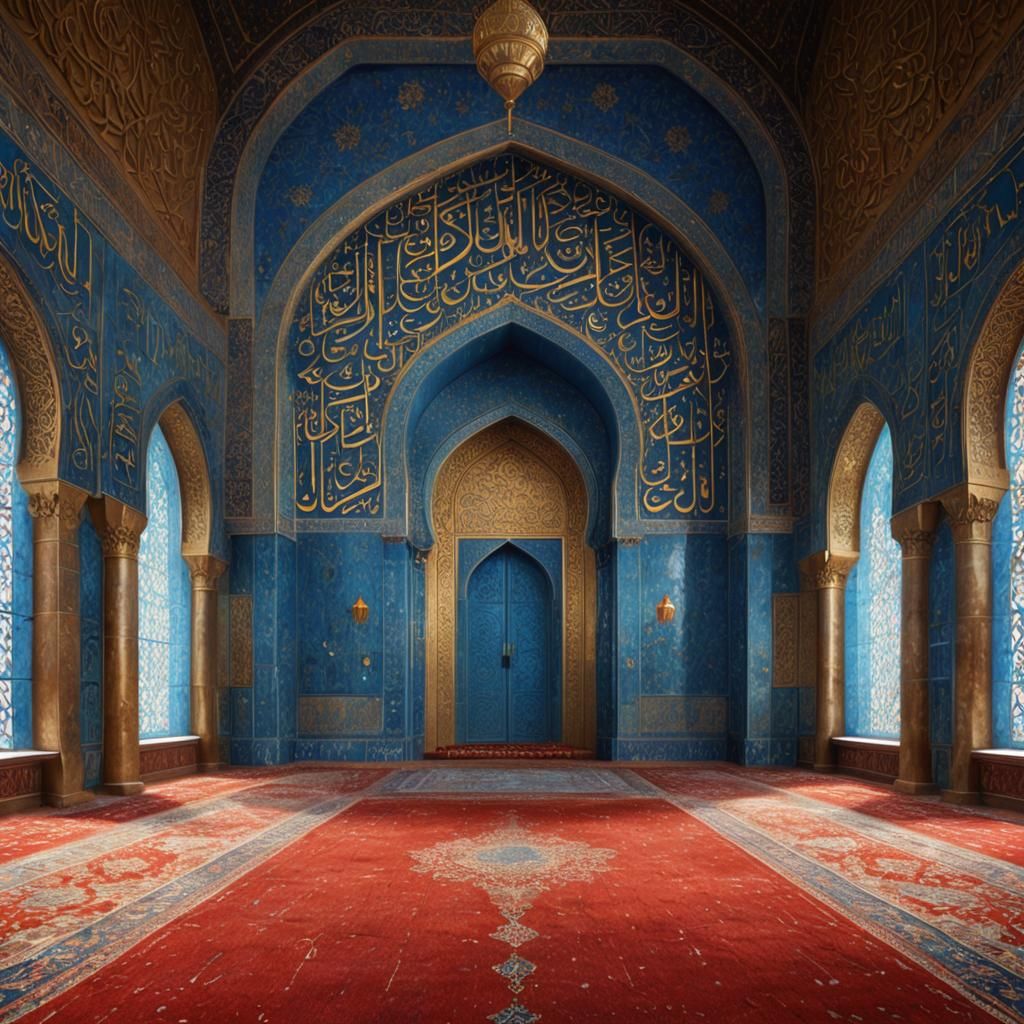 Splendid Mosque Interior with Persian Carpet